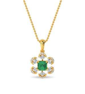 Esra Floral Diamond Pendant Set White Gold